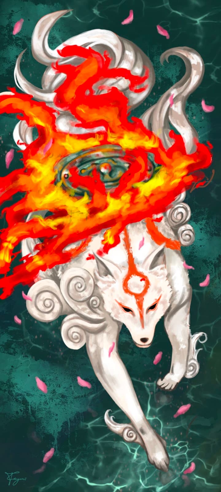 A fanart illustration of amaterasu from okami